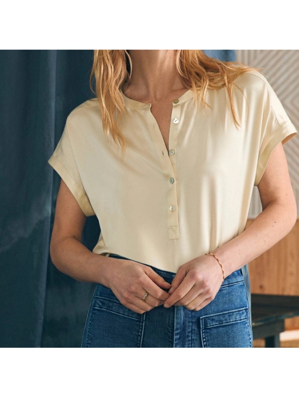Faherty Sandwashed Silk Desmond Top - 100% Silk